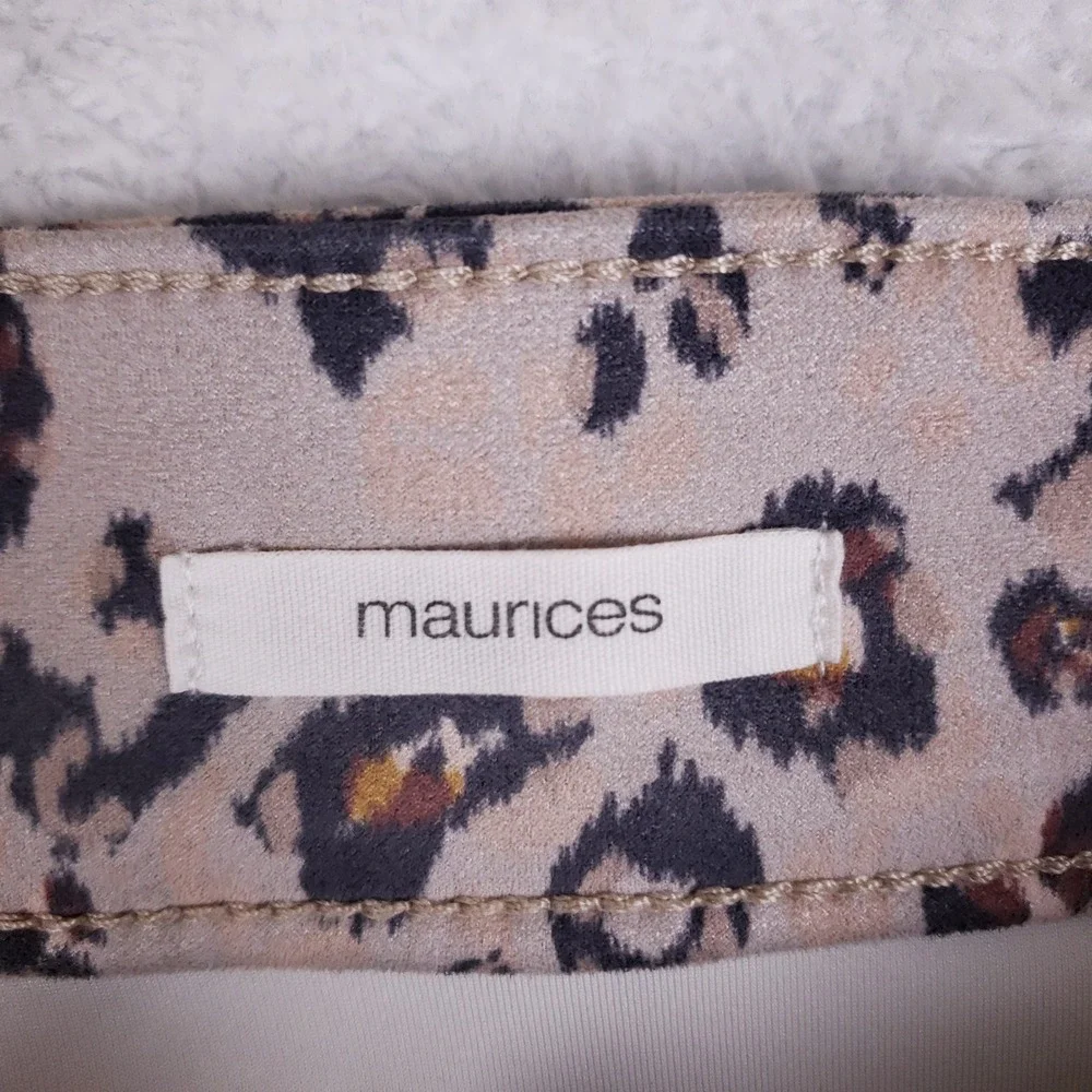 Maurices Leopard Print‎ Button Front Mini Skirt Tan Brown Size 8 High Waisted